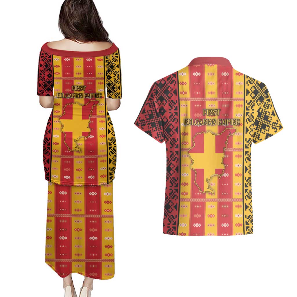 First Bulgarian Empire Couples Matching Puletasi and Hawaiian Shirt Slavic Patterns - Wonder Print Shop