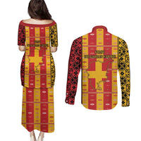 First Bulgarian Empire Couples Matching Puletasi and Long Sleeve Button Shirt Slavic Patterns - Wonder Print Shop
