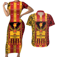 First Bulgarian Empire Couples Matching Short Sleeve Bodycon Dress and Hawaiian Shirt Slavic Patterns - Wonder Print Shop