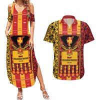 First Bulgarian Empire Couples Matching Summer Maxi Dress and Hawaiian Shirt Slavic Patterns - Wonder Print Shop
