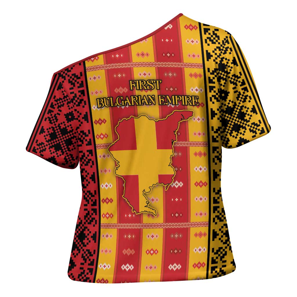 First Bulgarian Empire Cross Shoulder Shirt Slavic Patterns - Wonder Print Shop