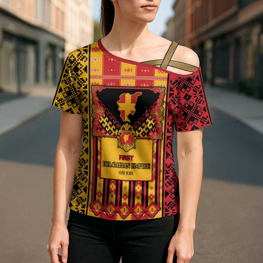 First Bulgarian Empire Cross Shoulder Shirt Slavic Patterns - Wonder Print Shop