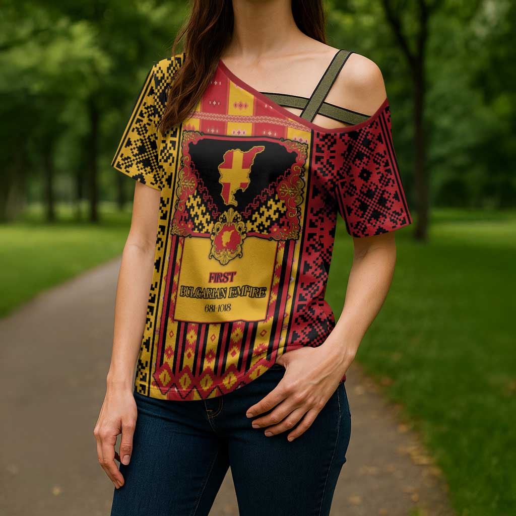 First Bulgarian Empire Cross Shoulder Shirt Slavic Patterns - Wonder Print Shop
