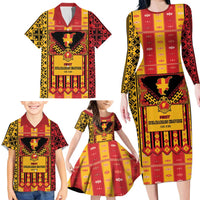 First Bulgarian Empire Family Matching Long Sleeve Bodycon Dress and Hawaiian Shirt Slavic Patterns - Wonder Print Shop