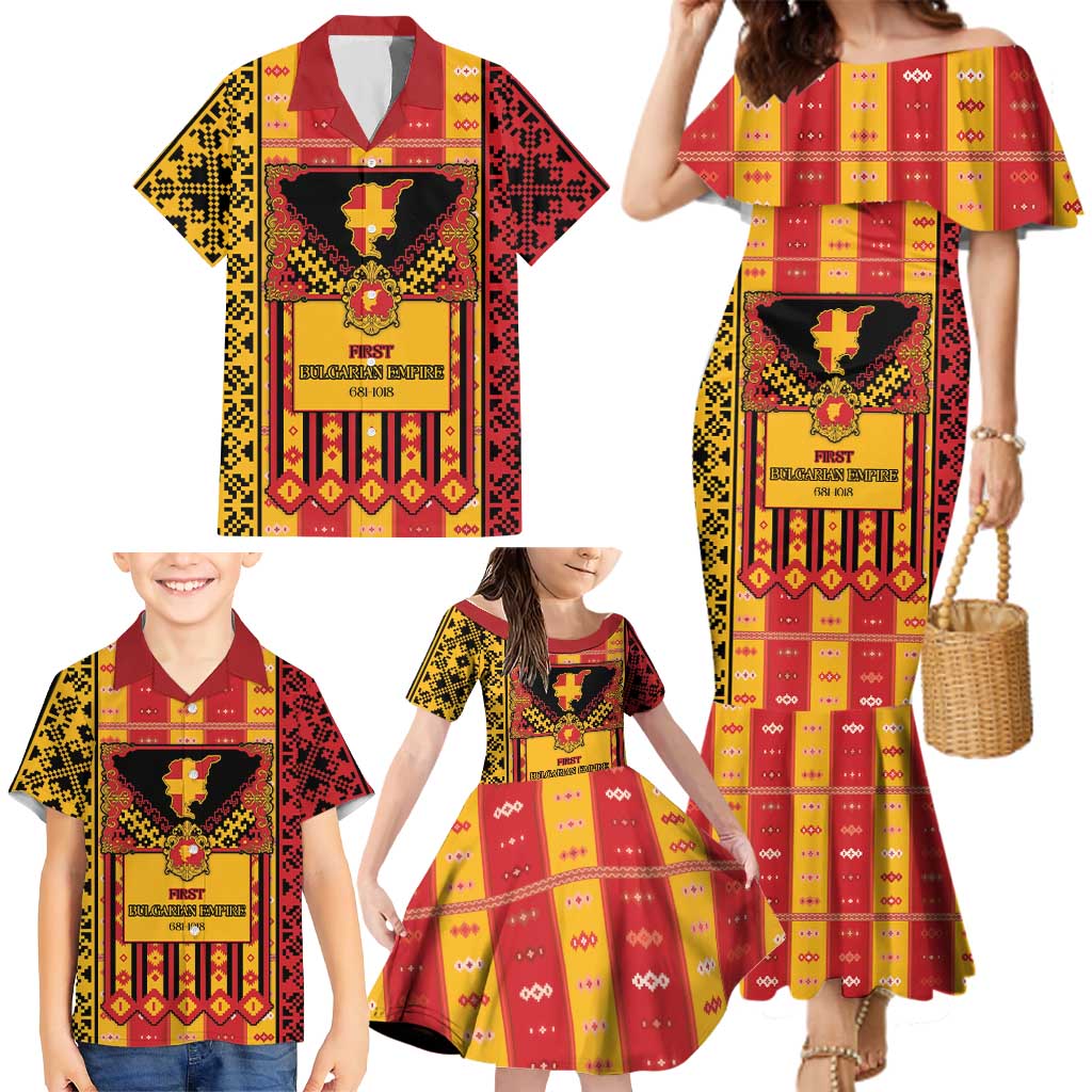 First Bulgarian Empire Family Matching Mermaid Dress and Hawaiian Shirt Slavic Patterns - Wonder Print Shop
