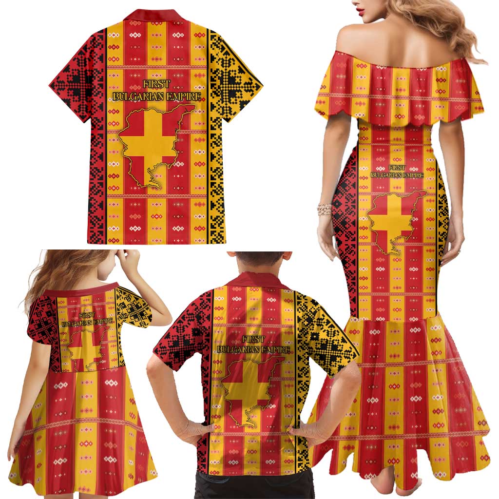 First Bulgarian Empire Family Matching Mermaid Dress and Hawaiian Shirt Slavic Patterns - Wonder Print Shop