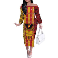 First Bulgarian Empire Family Matching Off The Shoulder Long Sleeve Dress and Hawaiian Shirt Slavic Patterns - Wonder Print Shop
