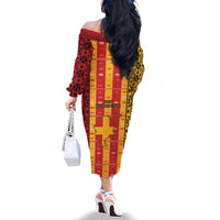 First Bulgarian Empire Family Matching Off The Shoulder Long Sleeve Dress and Hawaiian Shirt Slavic Patterns - Wonder Print Shop