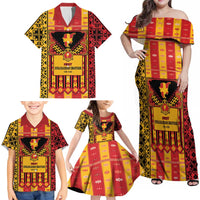 First Bulgarian Empire Family Matching Off Shoulder Maxi Dress and Hawaiian Shirt Slavic Patterns - Wonder Print Shop