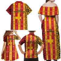 First Bulgarian Empire Family Matching Off Shoulder Maxi Dress and Hawaiian Shirt Slavic Patterns - Wonder Print Shop
