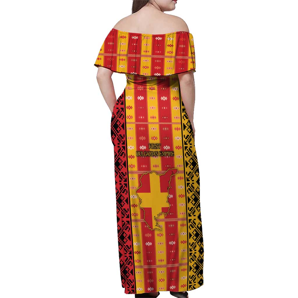 First Bulgarian Empire Family Matching Off Shoulder Maxi Dress and Hawaiian Shirt Slavic Patterns - Wonder Print Shop