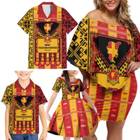First Bulgarian Empire Family Matching Off Shoulder Short Dress and Hawaiian Shirt Slavic Patterns - Wonder Print Shop