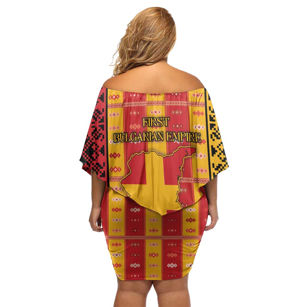 First Bulgarian Empire Family Matching Off Shoulder Short Dress and Hawaiian Shirt Slavic Patterns - Wonder Print Shop