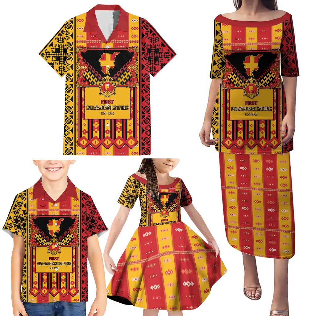 First Bulgarian Empire Family Matching Puletasi and Hawaiian Shirt Slavic Patterns - Wonder Print Shop