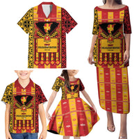 First Bulgarian Empire Family Matching Puletasi and Hawaiian Shirt Slavic Patterns - Wonder Print Shop