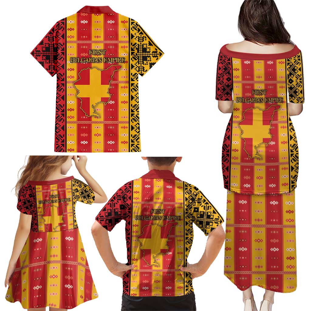 First Bulgarian Empire Family Matching Puletasi and Hawaiian Shirt Slavic Patterns - Wonder Print Shop