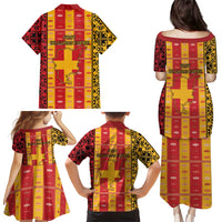 First Bulgarian Empire Family Matching Puletasi and Hawaiian Shirt Slavic Patterns - Wonder Print Shop