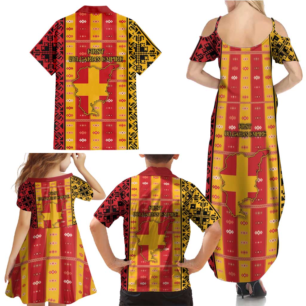 First Bulgarian Empire Family Matching Summer Maxi Dress and Hawaiian Shirt Slavic Patterns - Wonder Print Shop