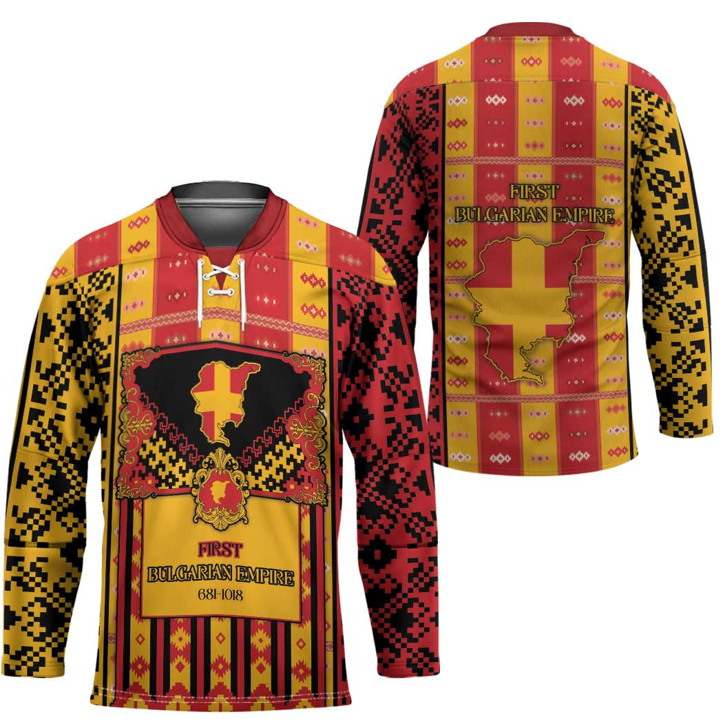 First Bulgarian Empire Hockey Jersey Slavic Patterns - Wonder Print Shop