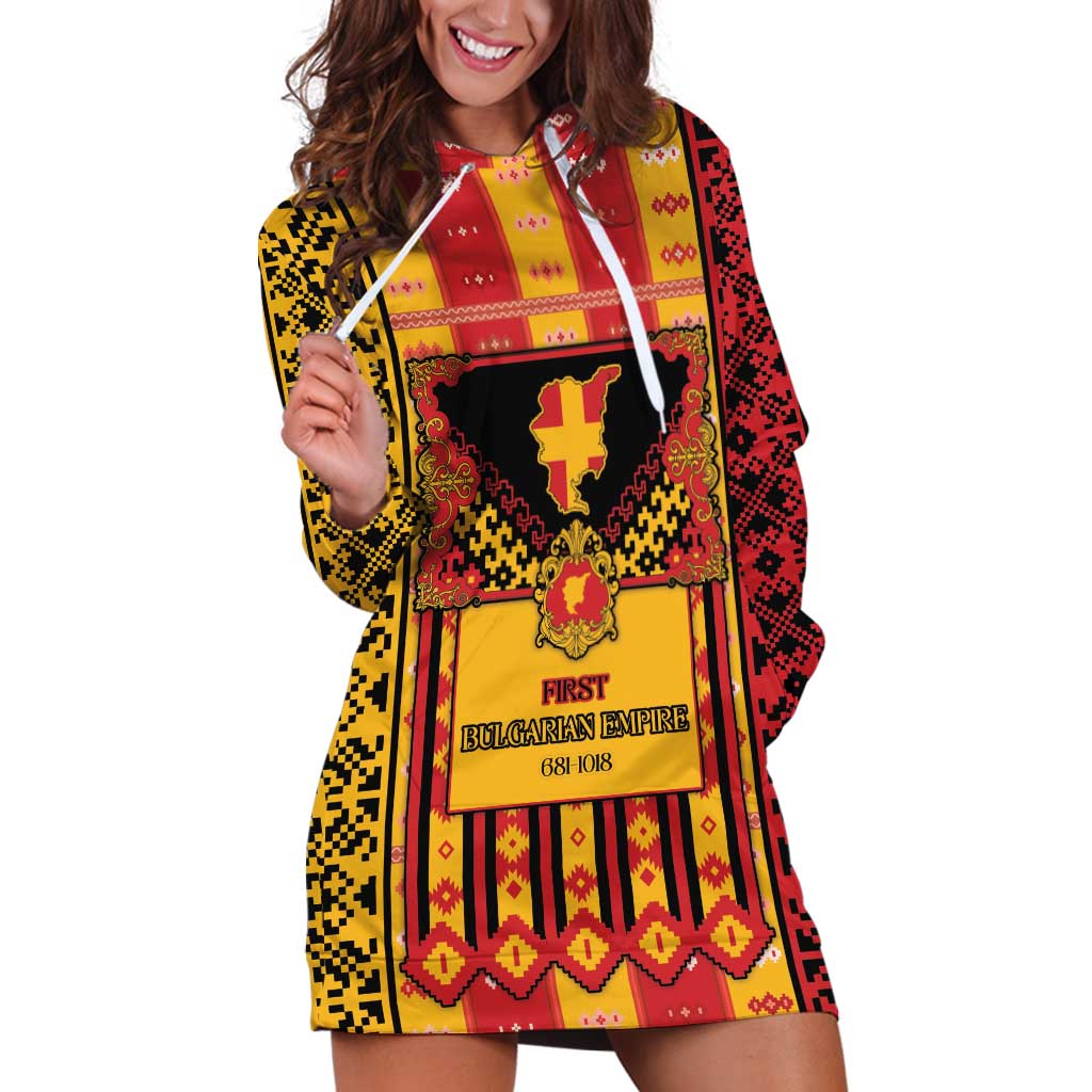 First Bulgarian Empire Hoodie Dress Slavic Patterns - Wonder Print Shop