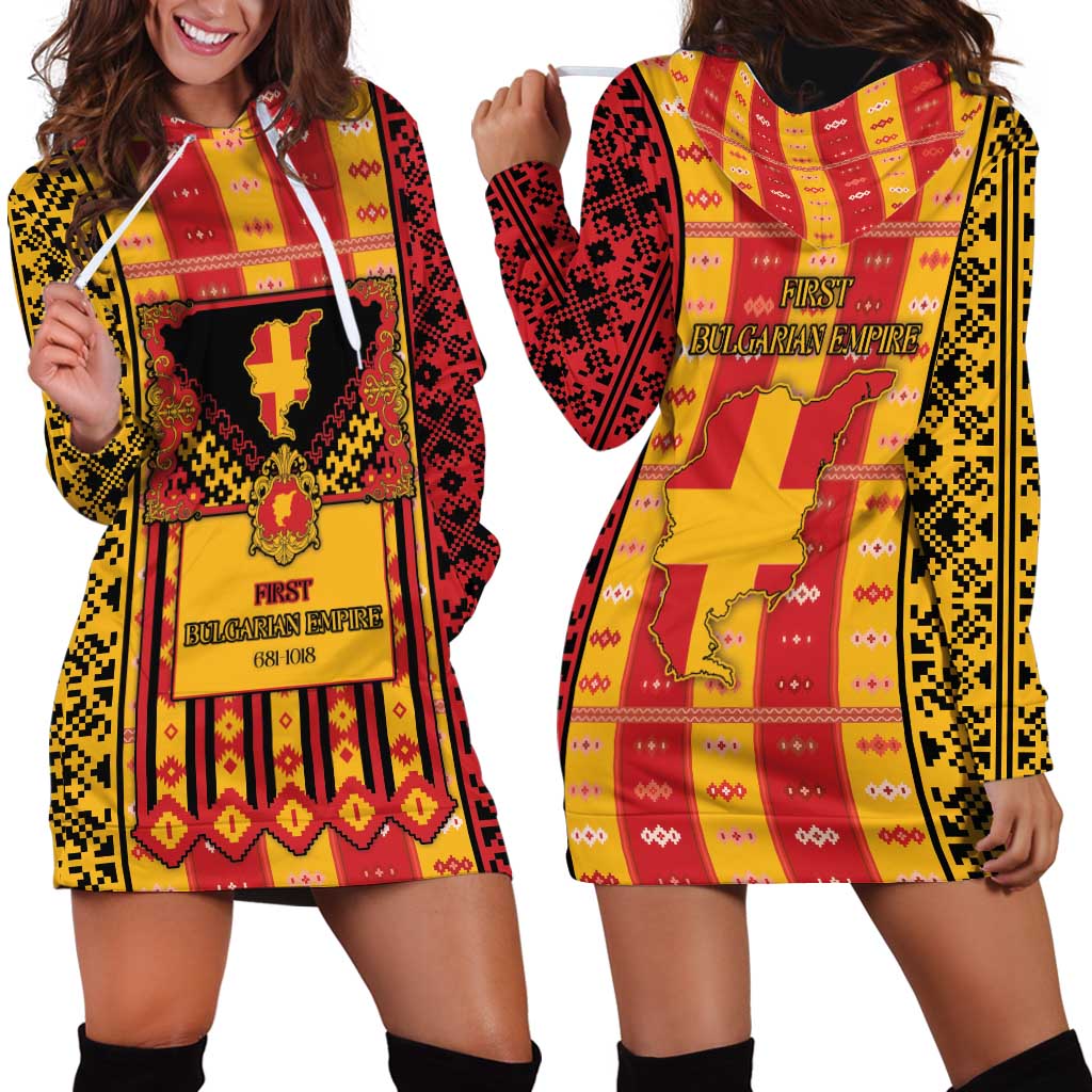 First Bulgarian Empire Hoodie Dress Slavic Patterns - Wonder Print Shop