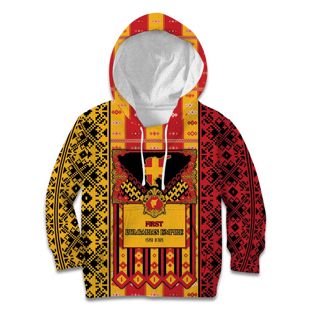 First Bulgarian Empire Kid Hoodie Slavic Patterns - Wonder Print Shop