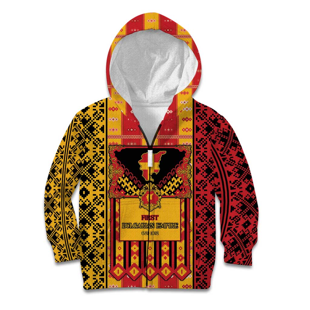 First Bulgarian Empire Kid Hoodie Slavic Patterns - Wonder Print Shop