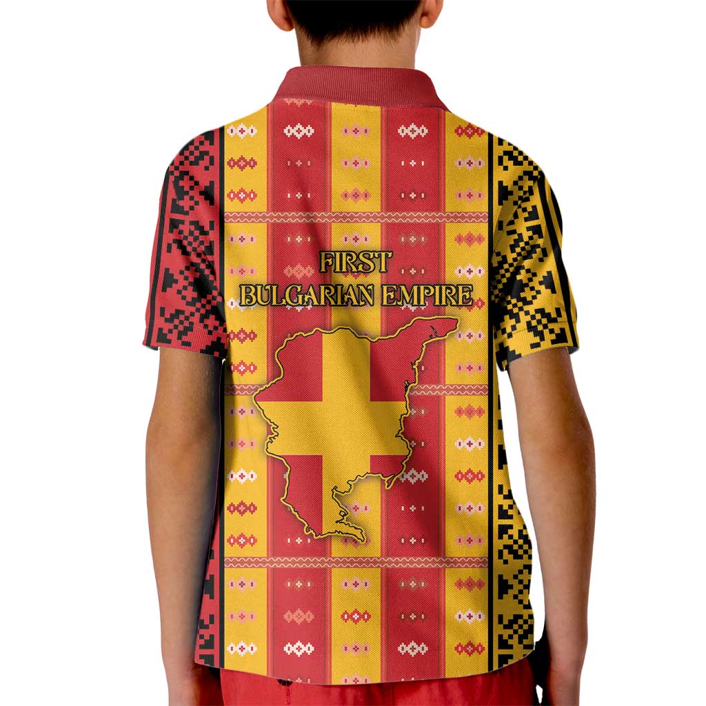 First Bulgarian Empire Kid Polo Shirt Slavic Patterns - Wonder Print Shop