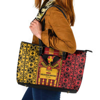 First Bulgarian Empire Leather Tote Bag Slavic Patterns - Wonder Print Shop