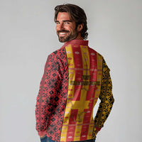 First Bulgarian Empire Long Sleeve Polo Shirt Slavic Patterns - Wonder Print Shop