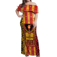 First Bulgarian Empire Off Shoulder Maxi Dress Slavic Patterns - Wonder Print Shop