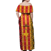 First Bulgarian Empire Off Shoulder Maxi Dress Slavic Patterns - Wonder Print Shop