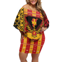 First Bulgarian Empire Off Shoulder Short Dress Slavic Patterns - Wonder Print Shop