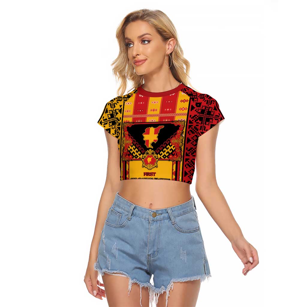 First Bulgarian Empire Raglan Cropped T Shirt Slavic Patterns - Wonder Print Shop