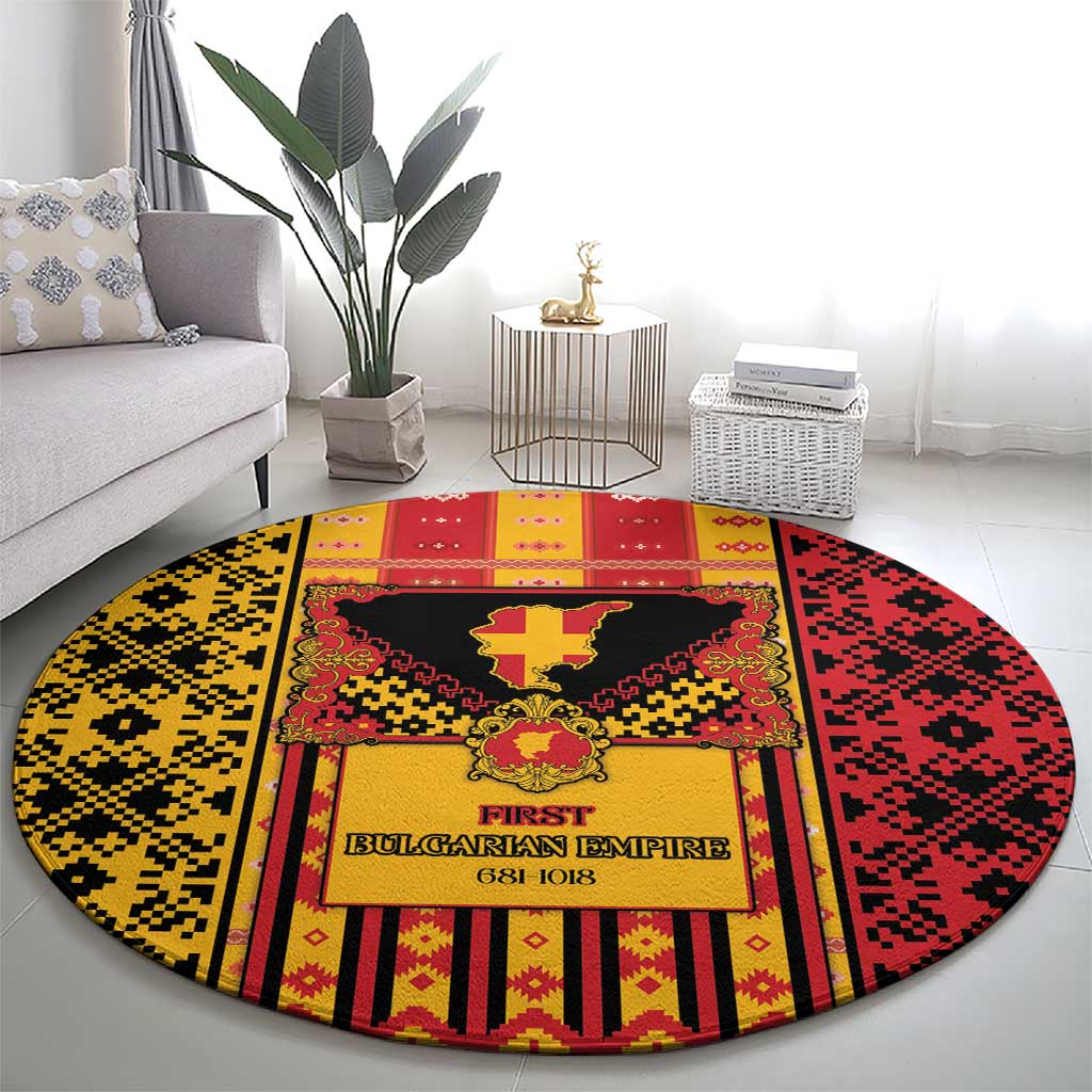 First Bulgarian Empire Round Carpet Slavic Patterns - Wonder Print Shop