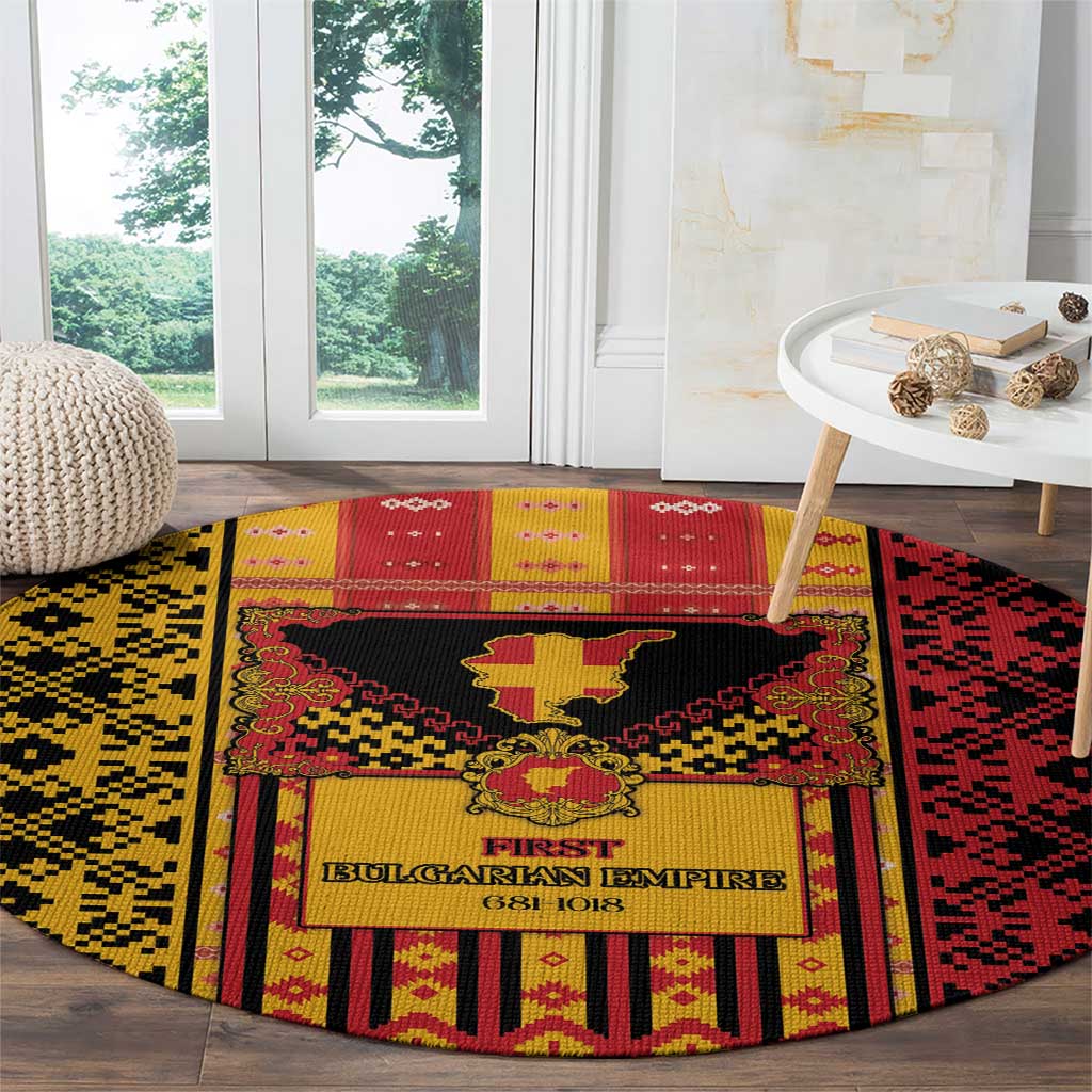 First Bulgarian Empire Round Carpet Slavic Patterns - Wonder Print Shop