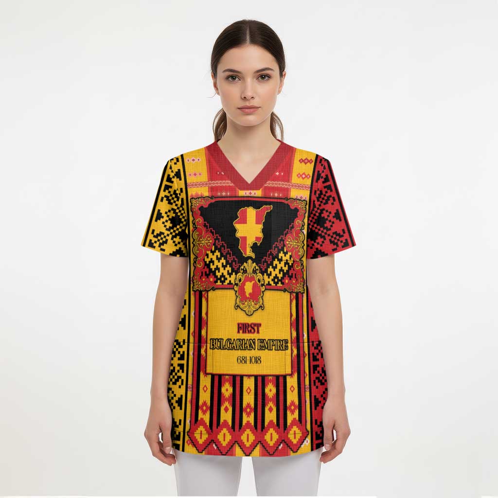 First Bulgarian Empire Scrub Top Slavic Patterns - Wonder Print Shop