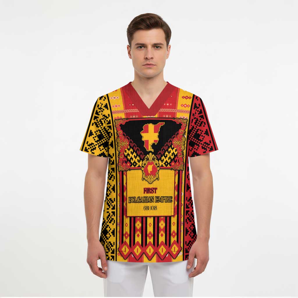 First Bulgarian Empire Scrub Top Slavic Patterns - Wonder Print Shop