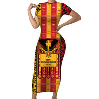 First Bulgarian Empire Short Sleeve Bodycon Dress Slavic Patterns - Wonder Print Shop