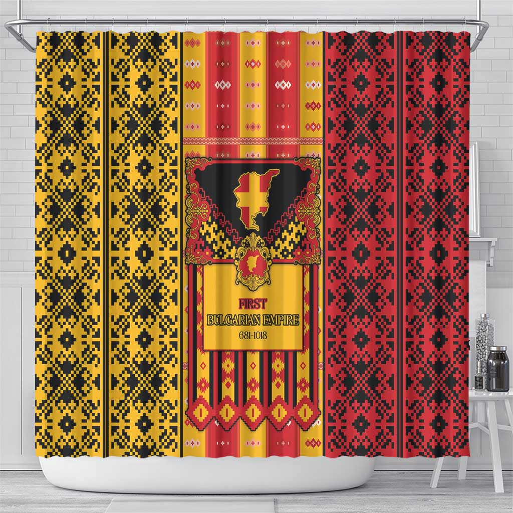 First Bulgarian Empire Shower Curtain Slavic Patterns - Wonder Print Shop