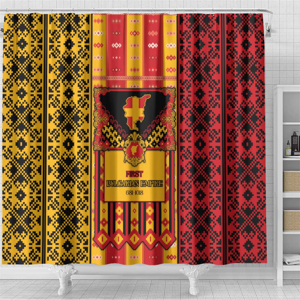 First Bulgarian Empire Shower Curtain Slavic Patterns - Wonder Print Shop
