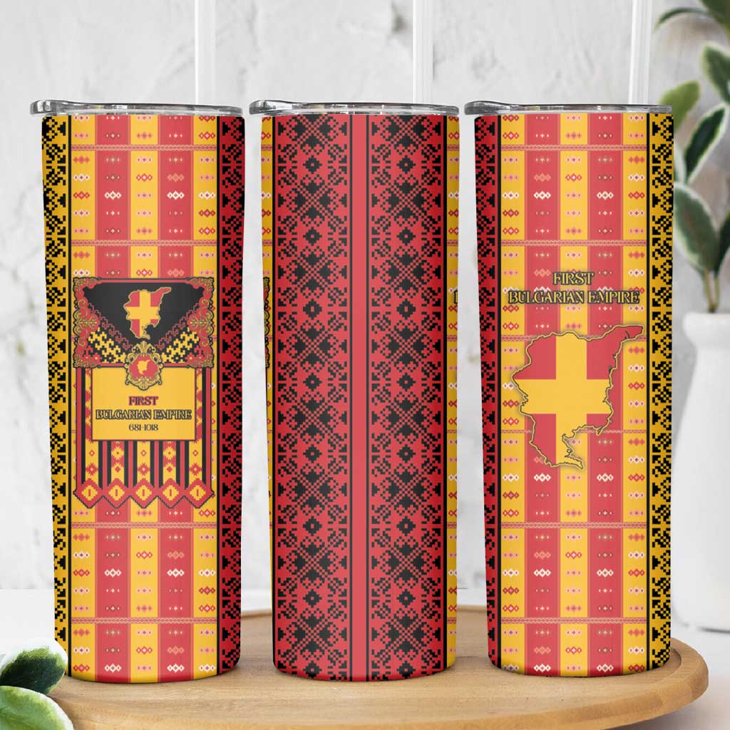 First Bulgarian Empire Skinny Tumbler Slavic Patterns - Wonder Print Shop