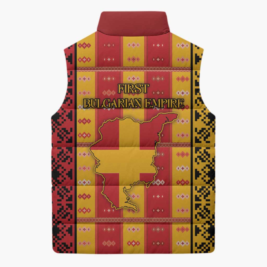 First Bulgarian Empire Sleeveless Puffer Jacket Slavic Patterns - Wonder Print Shop