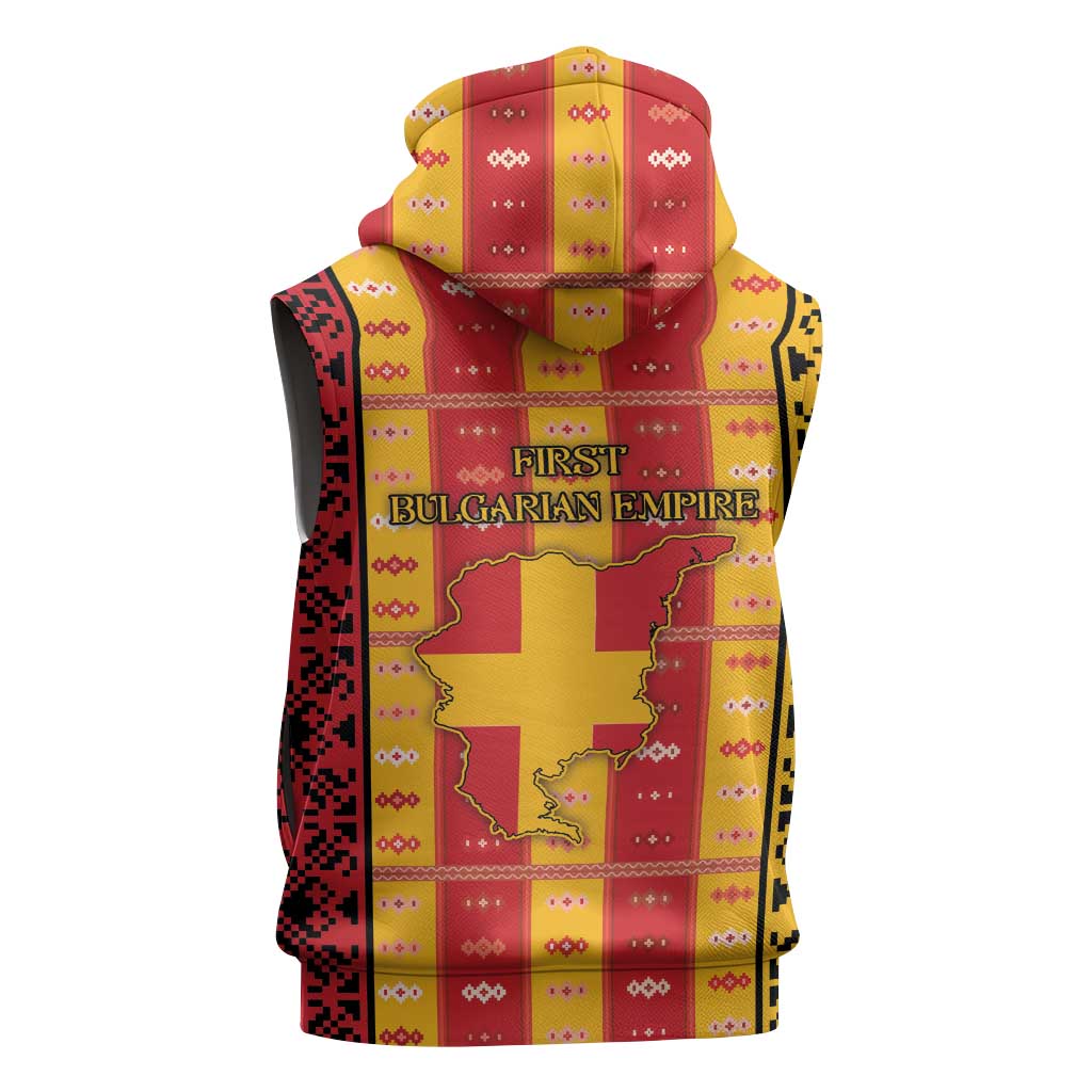 First Bulgarian Empire Sleeveless Zip Hoodie Slavic Patterns - Wonder Print Shop