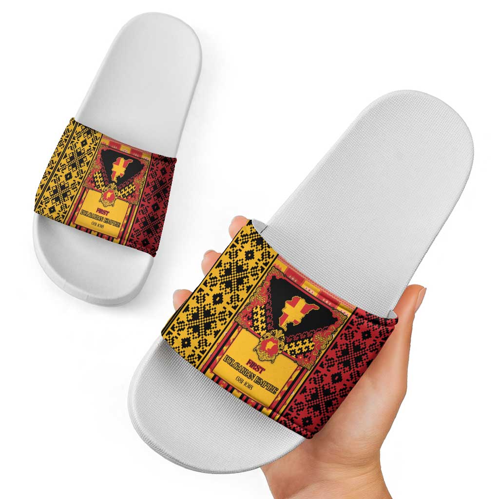 First Bulgarian Empire Slide Sandals Slavic Patterns - Wonder Print Shop