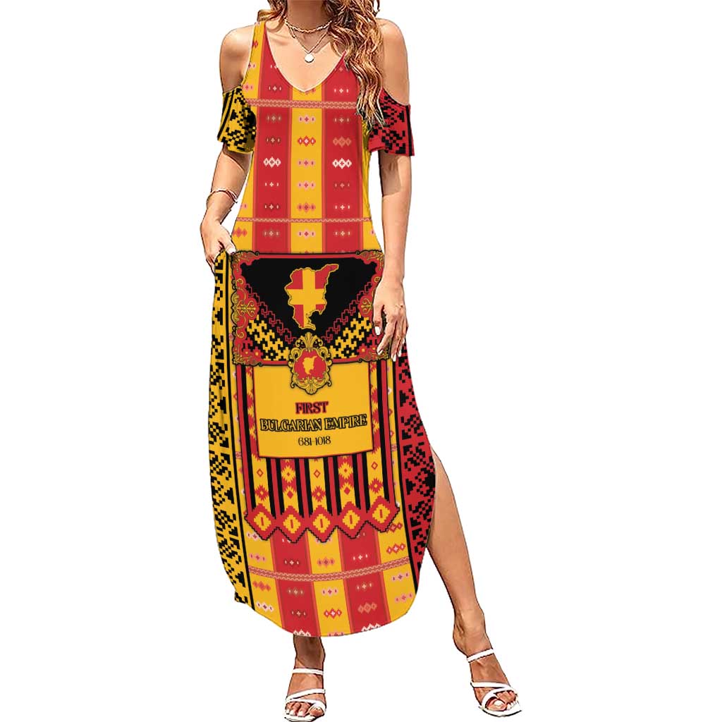 First Bulgarian Empire Summer Maxi Dress Slavic Patterns - Wonder Print Shop