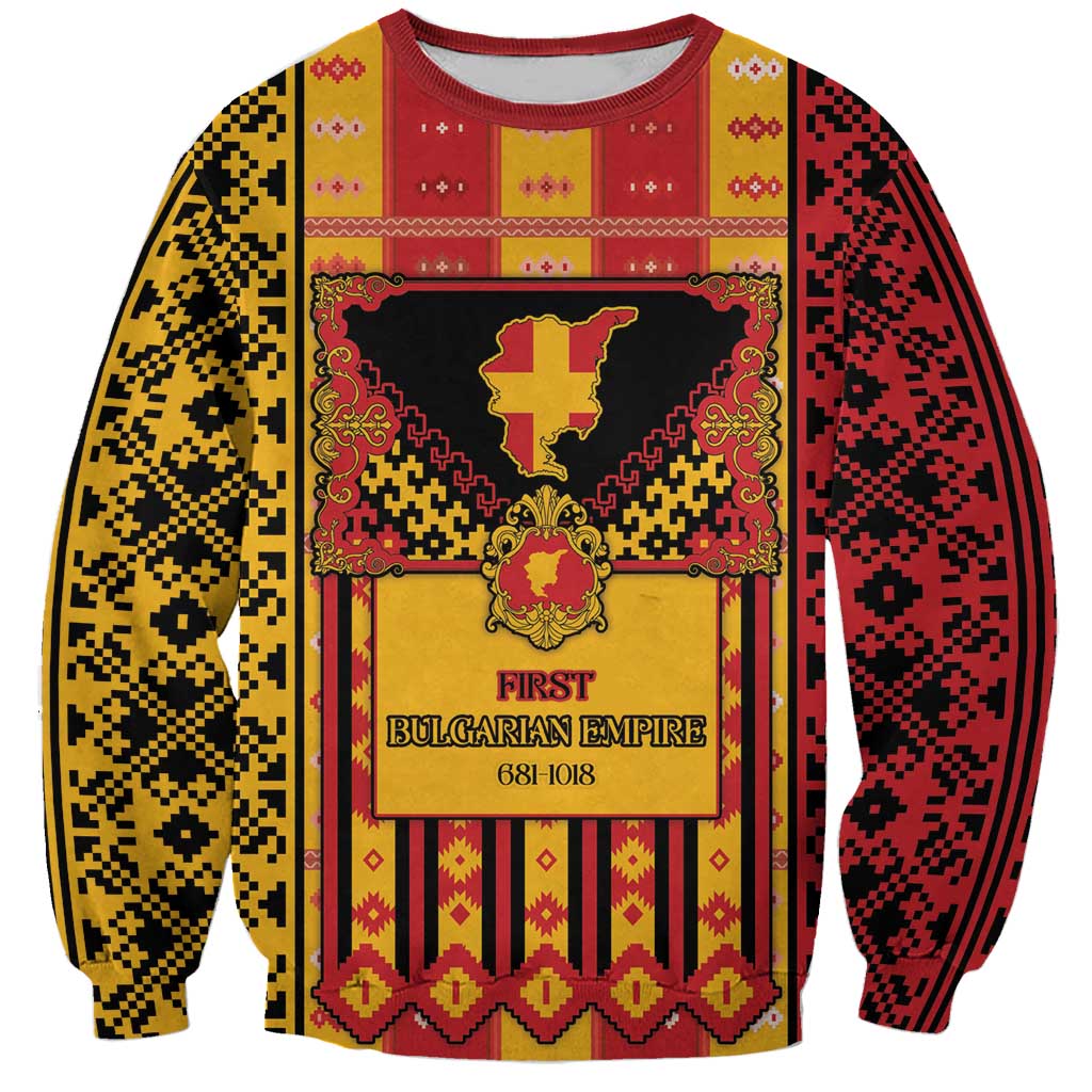 First Bulgarian Empire Sweatshirt Slavic Patterns - Wonder Print Shop