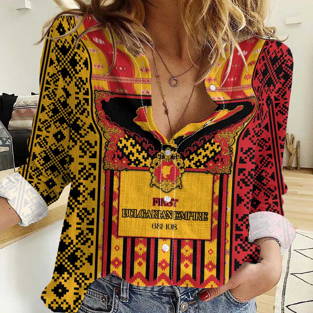 First Bulgarian Empire Women Casual Shirt Slavic Patterns - Wonder Print Shop