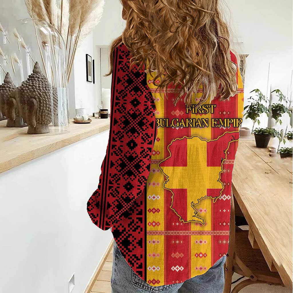 First Bulgarian Empire Women Casual Shirt Slavic Patterns - Wonder Print Shop