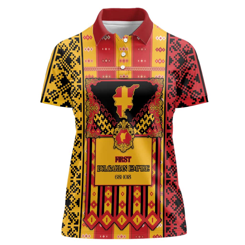 First Bulgarian Empire Women Polo Shirt Slavic Patterns - Wonder Print Shop